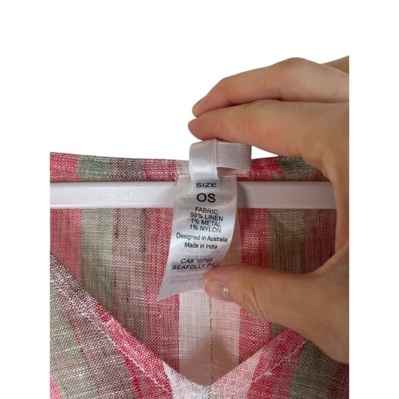 Seagull Striped V-Neck Tassel Hem Beach Cover-Up Poncho Kaftan Vacation One Size - Picture 7 of 10